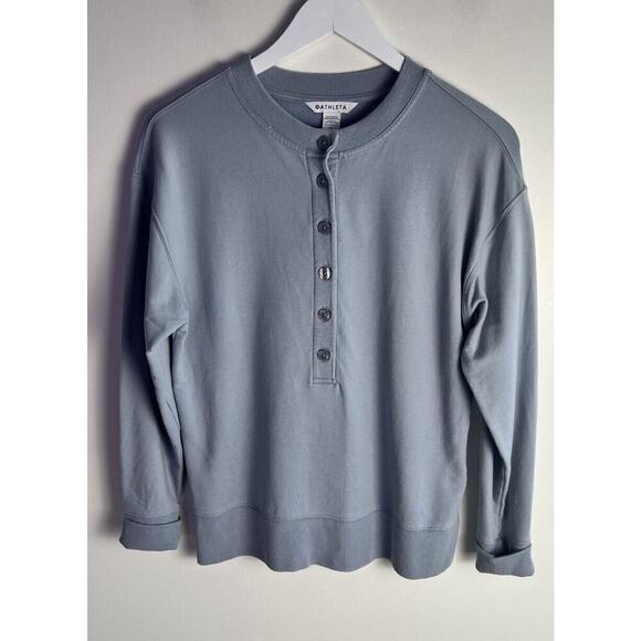 Athleta Balance Henley Sweatshirt Size XS Blue Star Relaxed Fit Stretchy - Picture 3 of 9